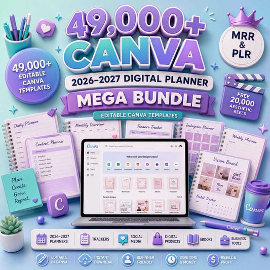 Unlock your planning potential with our 49,000+ Digital Planner Bundle for 2026-2028. Featuring Canva Editable Templates, perfect for GoodNotes and Notability.